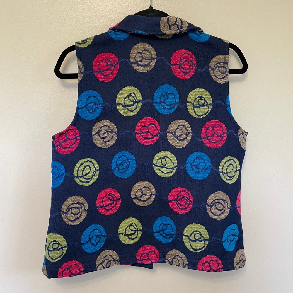 RETRO Art Teacher Boho Y2K Button Front Geometric Tapestry Vest Heavy Texture Sm - Picture 3 of 8